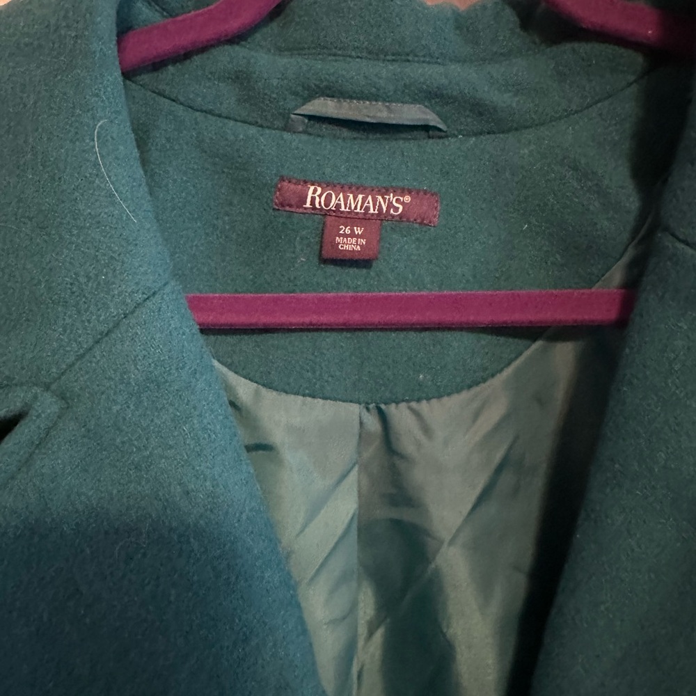 Roaman's Teal Wool Coat - Picture 4 of 11